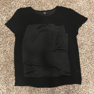 Mossimo Short Sleeve Mesh Blouse Black S-Petite